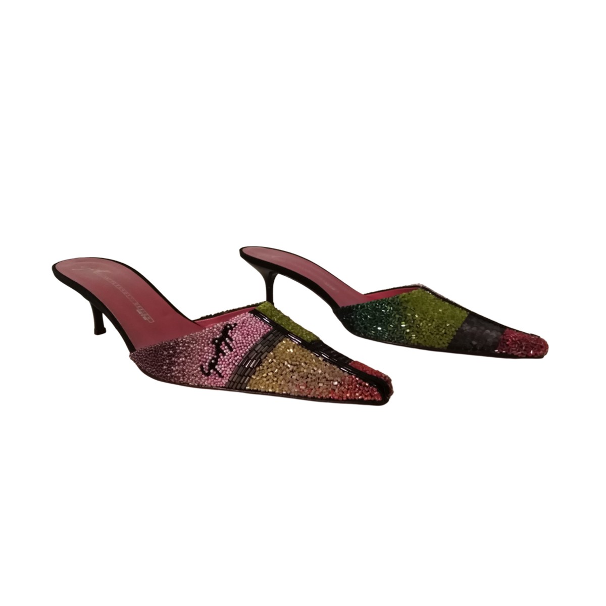 Giuseppe Zanotti multicolored beaded pointed leather mules size 38,5. Brand  new | My good closet