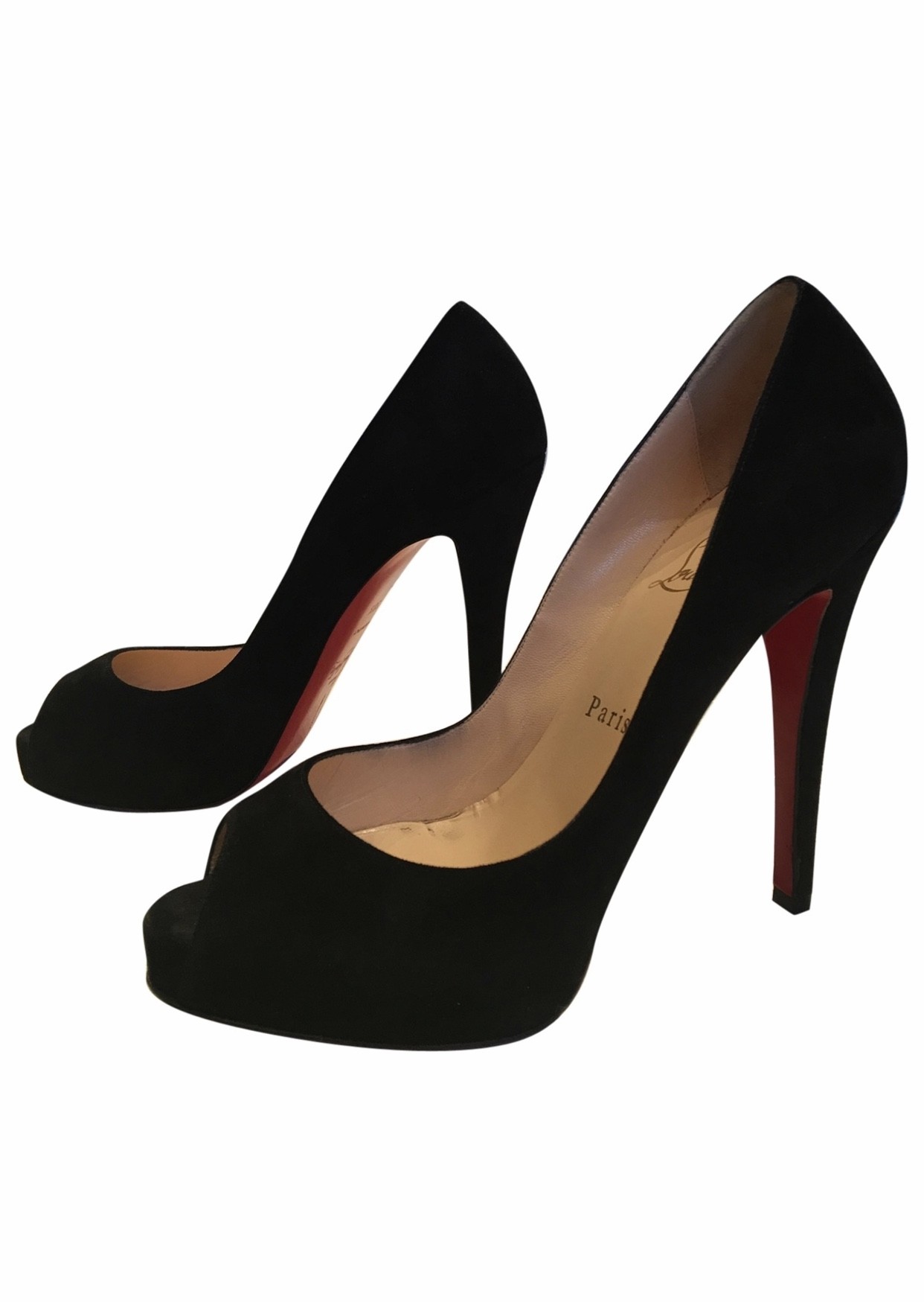 Christian Louboutin Very Prive black suede heels | My good closet