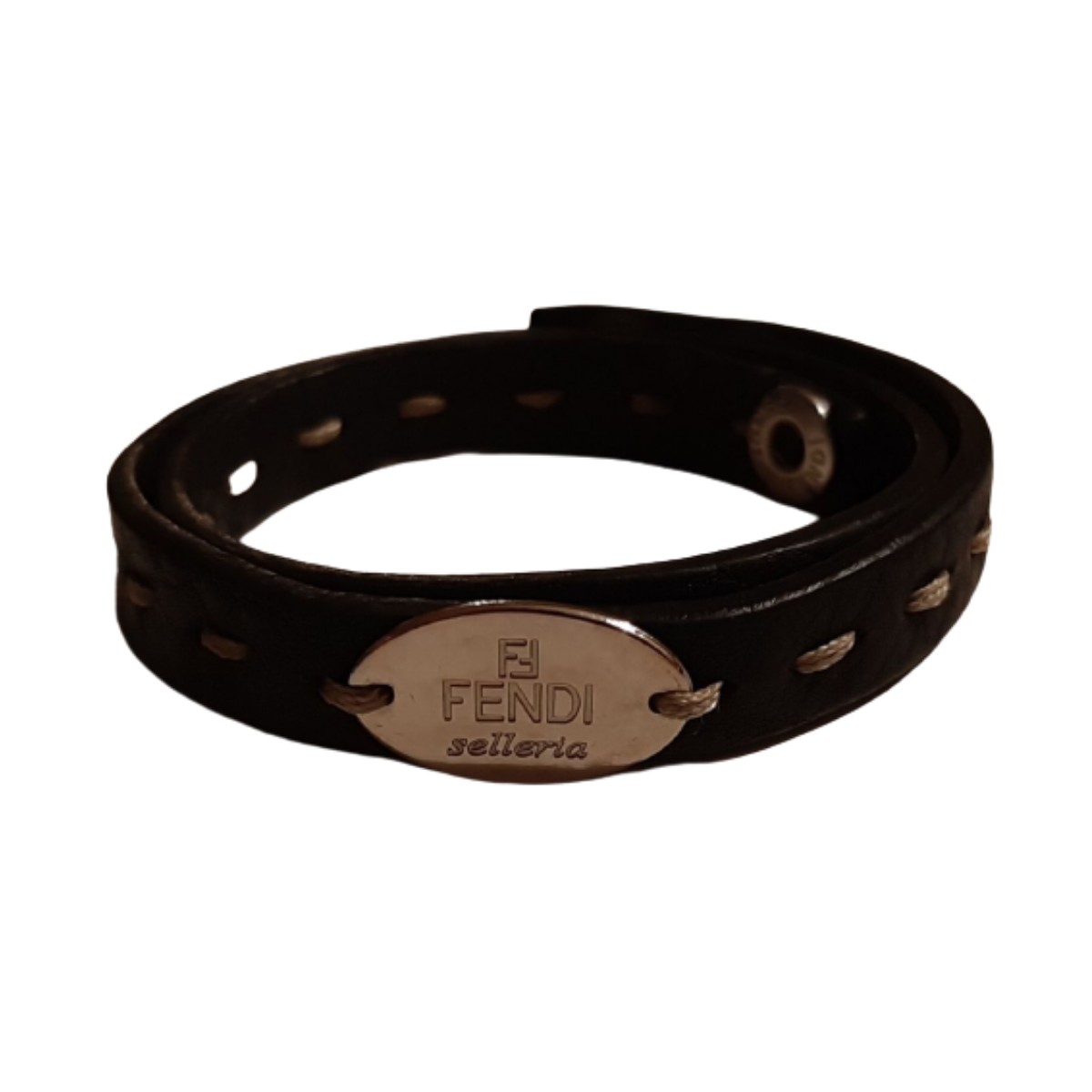 Fendi Selleria Double Wrap Black Leather Bracelet | My good closet