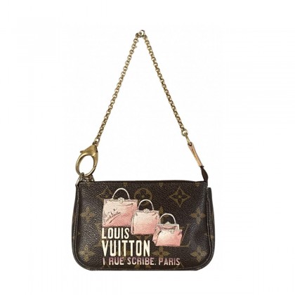 LOUIS VUITTON Limited Edition Monogram Canvas '1 Rue Scribe, Paris' Mini Accessories Pochette Bag