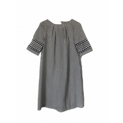 Marella dress in stripped fabric with decorative sleeves size IT42 