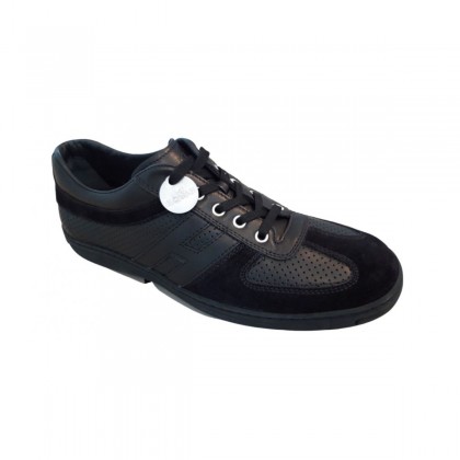 HOGAN men's black leather low top sneakers size 41.5 UK7.5 BRAND NEW