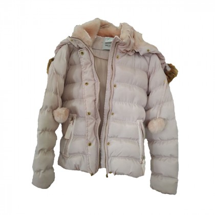 BSB collection dusty pink puffer with pom poms