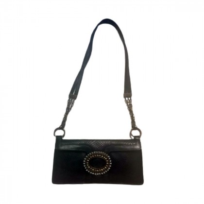 D&G black leather snakeskin evening handbag. 