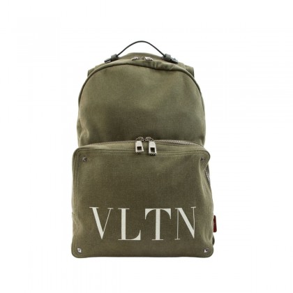 VALENTINO GARAVANI unisex khaki cotton canvas backpack 