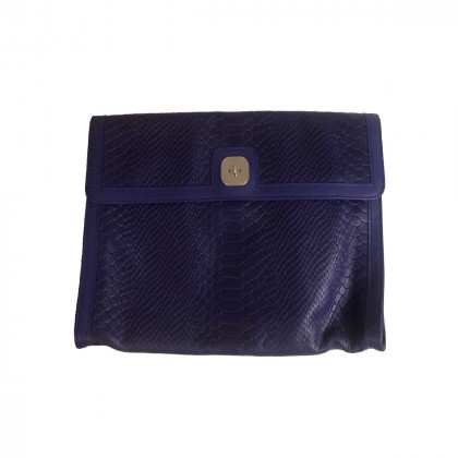 Longchamp Gatsby Exotic Python Embossed Purple Leather Clutch