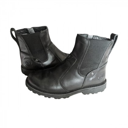 Timberland boy's black leather boots