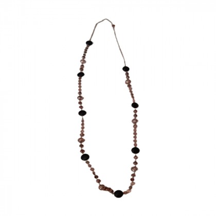 Anna Maria Mazaraki steel long necklace with black stones 