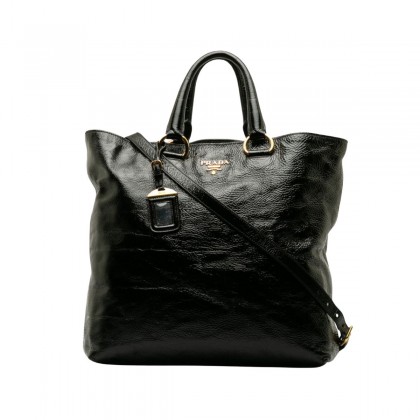 PRADA black leather tote bag